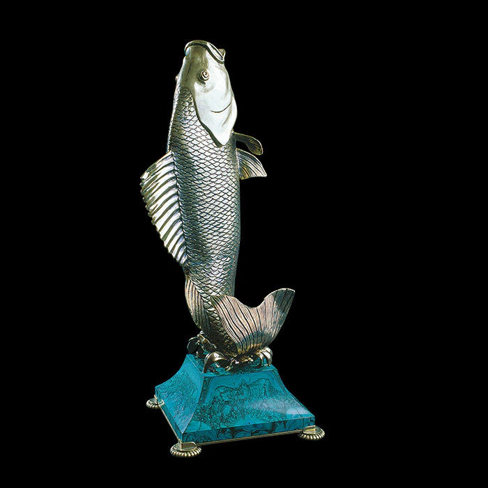 Silver-plated sculpture "Fish"